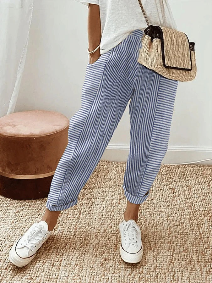 Dahlia | Pantaloni in Cotone Stripes